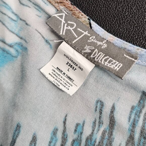 Simply Art Dolcezza Palm Leaf Printed V-Neck Flutter Sleeve Dress, Smocked, L - Picture 5 of 9